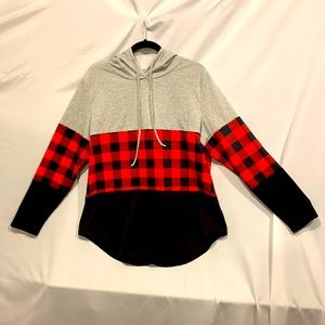 Buffalo plaid/black/gray/red  hooded sweatshirt
